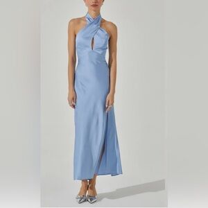 ASTR Marissa Satin Halter -Size Medium - blue